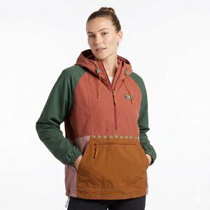 L.L.Bean Women's Mountain Classic Colorblock Anorak Jacket Earth Tone XL